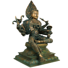 Bronze Mariamman Idol, Handcrafted Mariamma Devi, Mariyamma Amman, South Indian Shakti Goddess Vigraham for Temple & Pooja, Brown, 19.5 Inch, 1 Piece