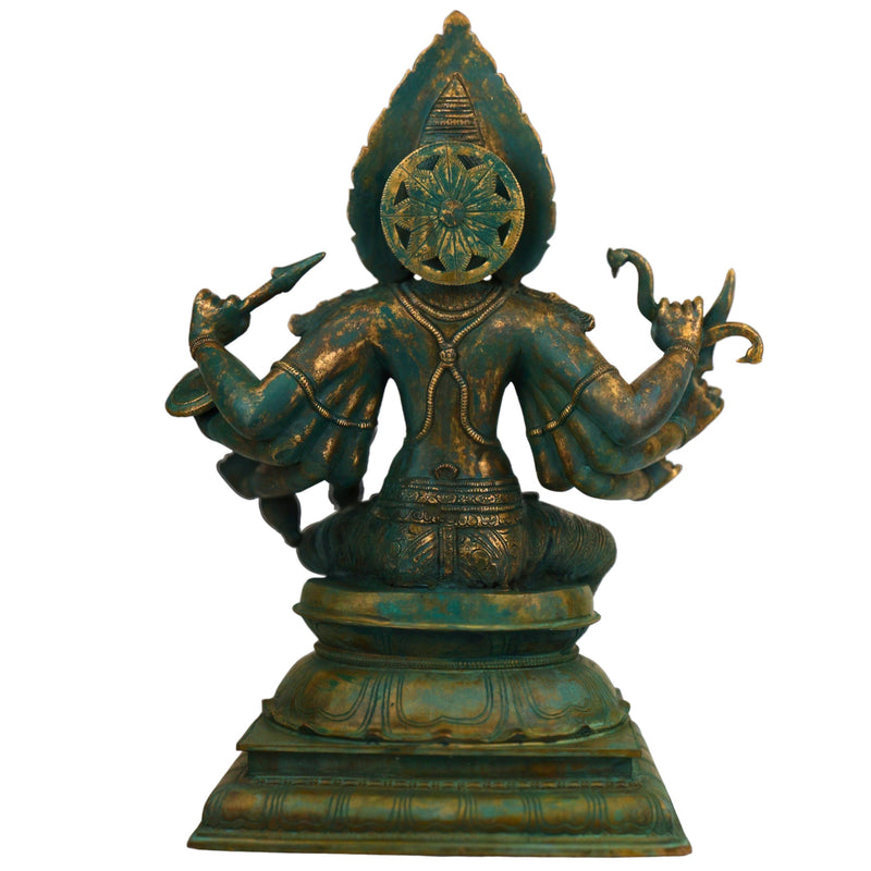 Bronze Mariamman Idol, Handcrafted Mariamma Devi, Mariyamma Amman, South Indian Shakti Goddess Vigraham for Temple & Pooja, Brown, 19.5 Inch, 1 Piece