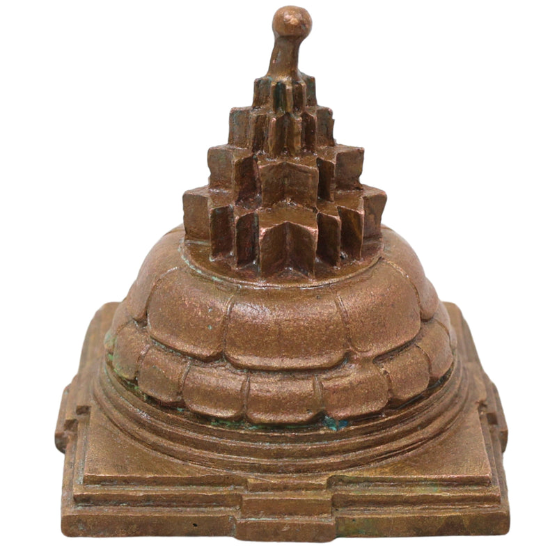 Bronze Maha Meru Sri Chakra Yantra, Handcrafted Chola Style for Pooja, Vastu, Home Temple & Spiritual Gifting, Brown, 2.5 Inch, 1 Piece