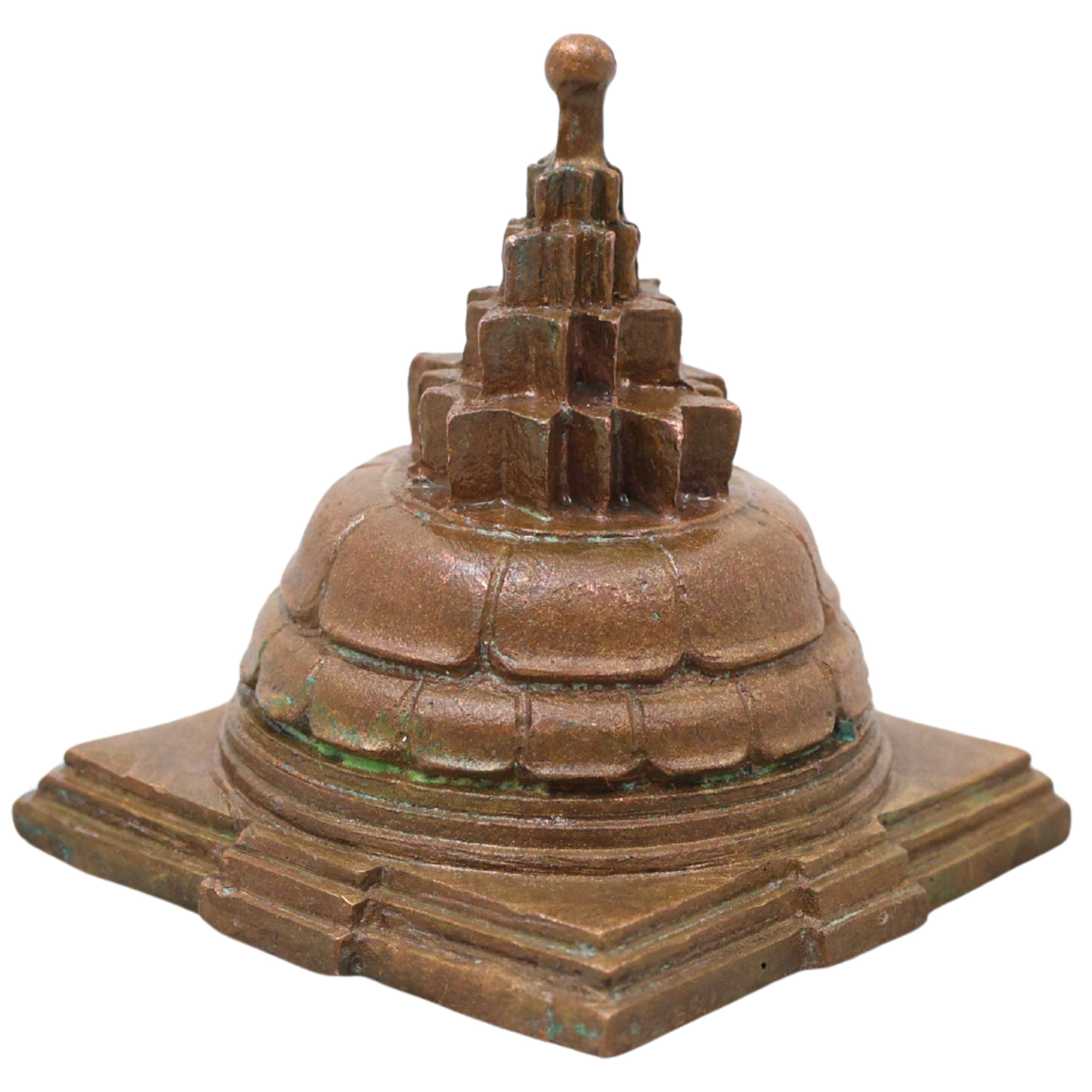 Bronze Maha Meru Sri Chakra Yantra, Handcrafted Chola Style for Pooja, Vastu, Home Temple & Spiritual Gifting, Brown, 2.5 Inch, 1 Piece