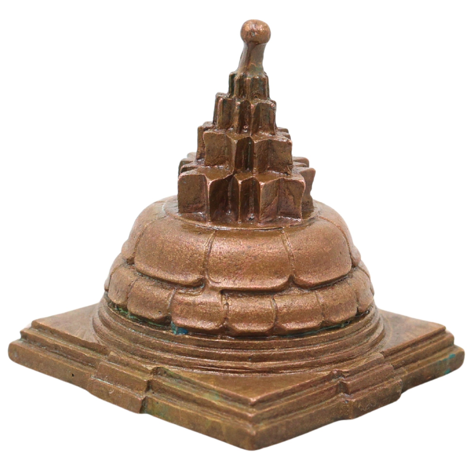 Bronze Maha Meru Sri Chakra Yantra, Handcrafted Chola Style for Pooja, Vastu, Home Temple & Spiritual Gifting, Brown, 2.5 Inch, 1 Piece