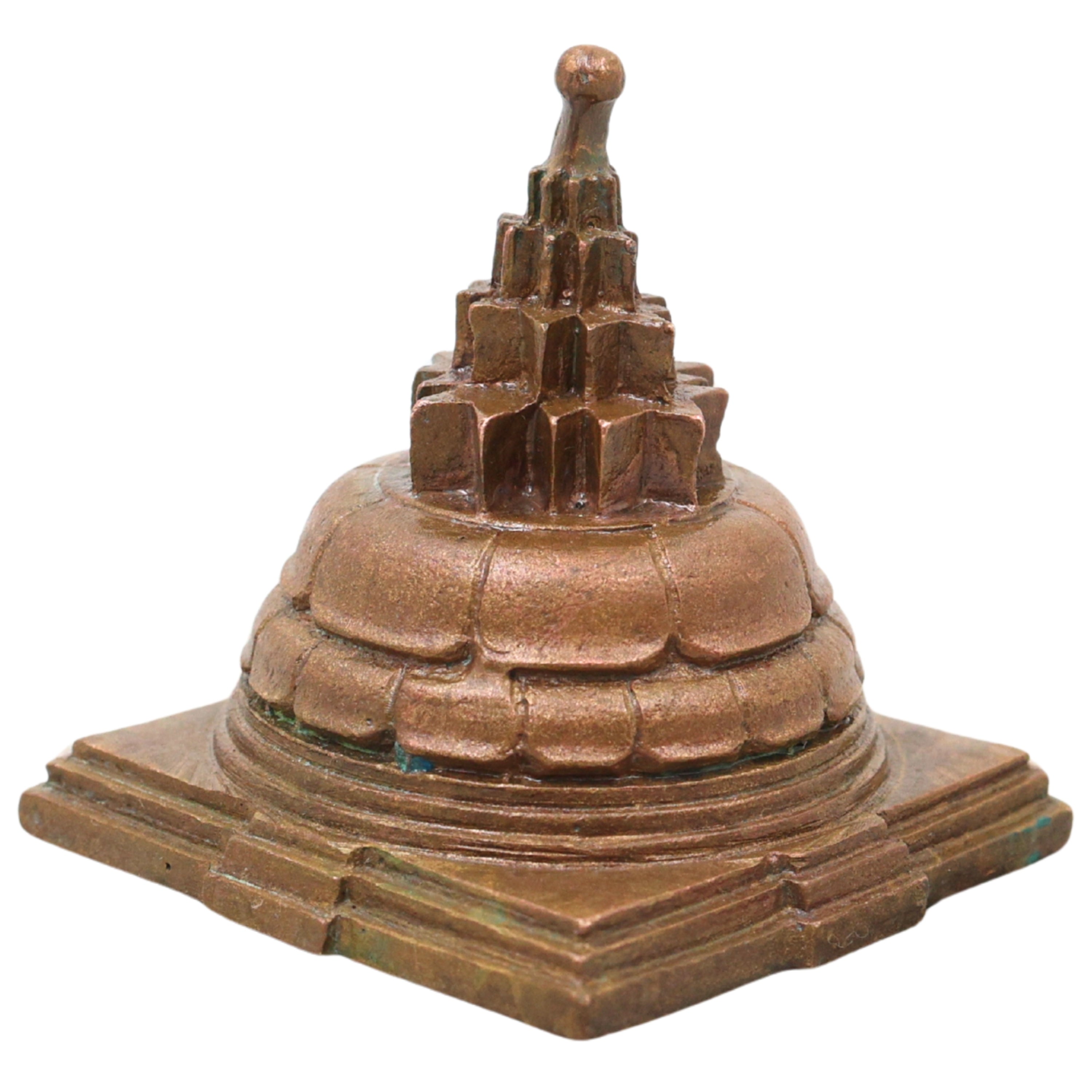 Bronze Maha Meru Sri Chakra Yantra, Handcrafted Chola Style for Pooja, Vastu, Home Temple & Spiritual Gifting, Brown, 2.5 Inch, 1 Piece