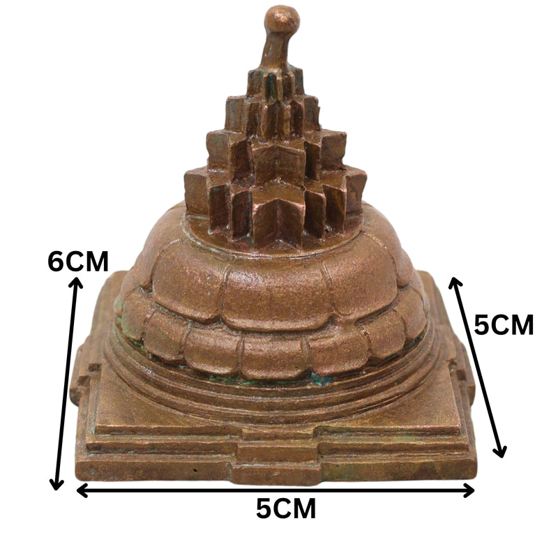 Bronze Maha Meru Sri Chakra Yantra, Handcrafted Chola Style for Pooja, Vastu, Home Temple & Spiritual Gifting, Brown, 2.5 Inch, 1 Piece
