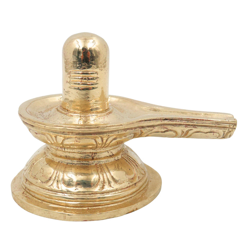 Bronze Shiva Lingam Idol, Handcrafted Shivling, Shiva Linga, Jyotirlinga, Panchaloha Ashtadhatu Sacred Pooja Vigraham, Gold, 3 Inch, 1 Piece