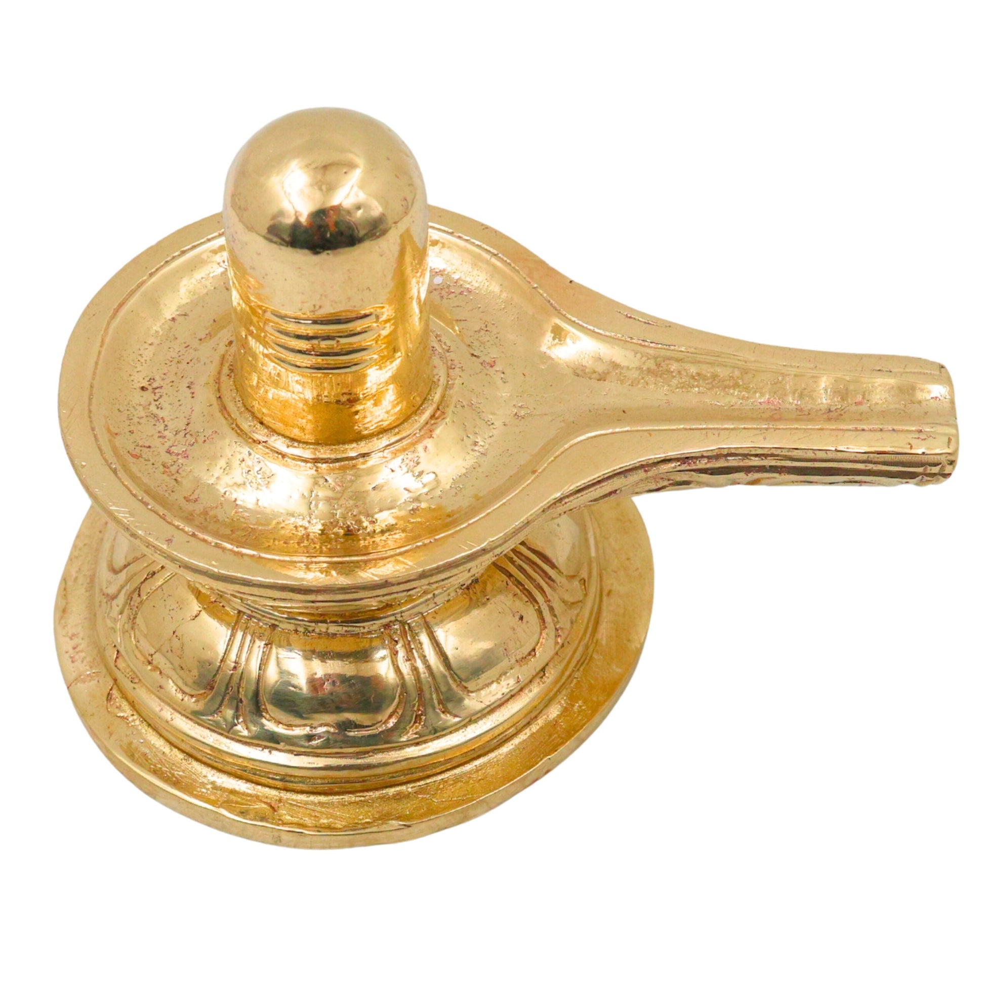 Bronze Shiva Lingam Idol, Handcrafted Shivling, Shiva Linga, Jyotirlinga, Panchaloha Ashtadhatu Sacred Pooja Vigraham, Gold, 3 Inch, 1 Piece