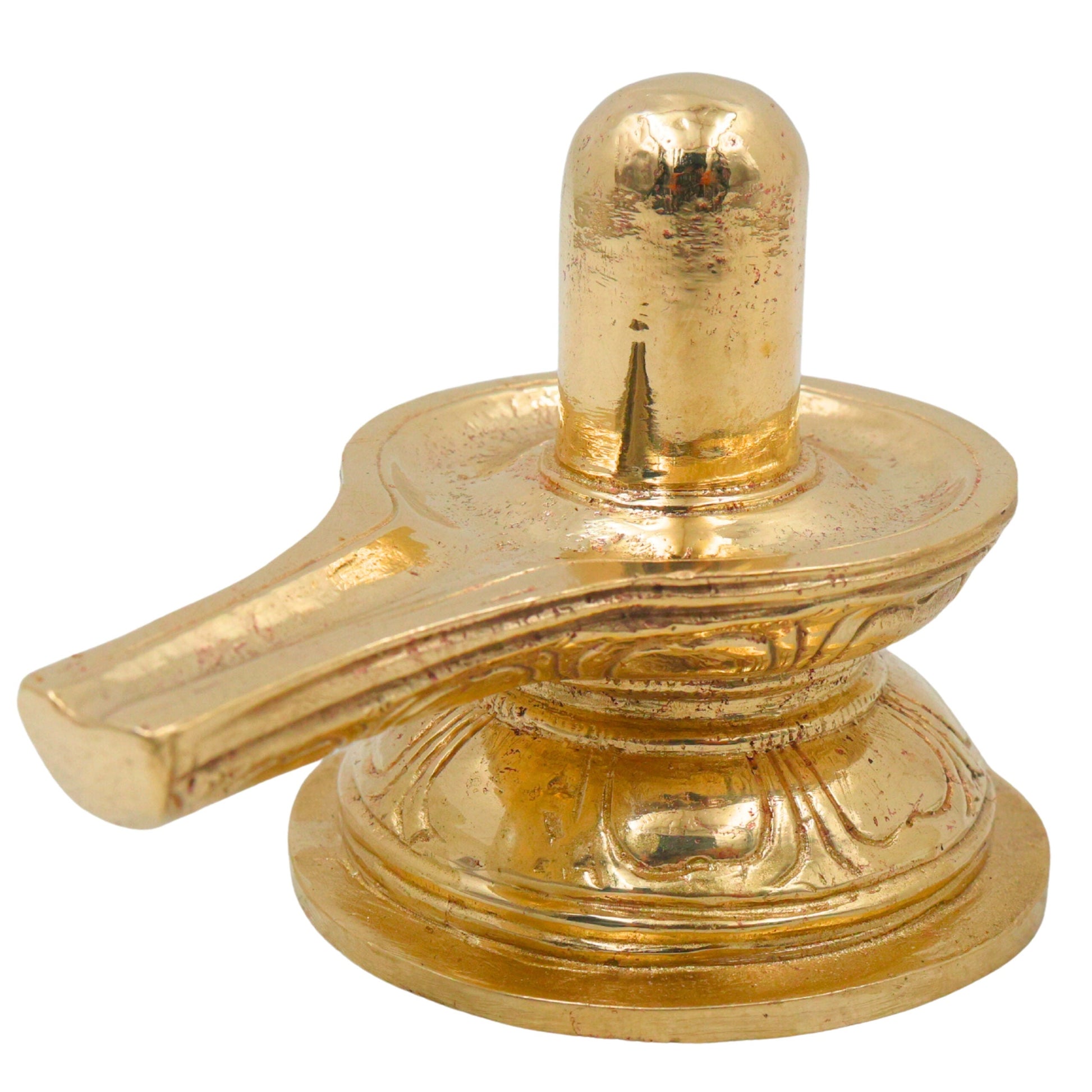 Bronze Shiva Lingam Idol, Handcrafted Shivling, Shiva Linga, Jyotirlinga, Panchaloha Ashtadhatu Sacred Pooja Vigraham, Gold, 3 Inch, 1 Piece