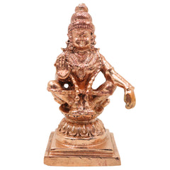 Bronze Lord Ayyappa Idol, Handcrafted Swami Ayyappa Manikandan Dharma Shasta Sabarimala Vigraham for Pooja & Worship, Gold, 3 Inch, 1 Piece