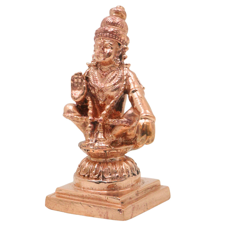 Bronze Lord Ayyappa Idol, Handcrafted Swami Ayyappa Manikandan Dharma Shasta Sabarimala Vigraham for Pooja & Worship, Gold, 3 Inch, 1 Piece