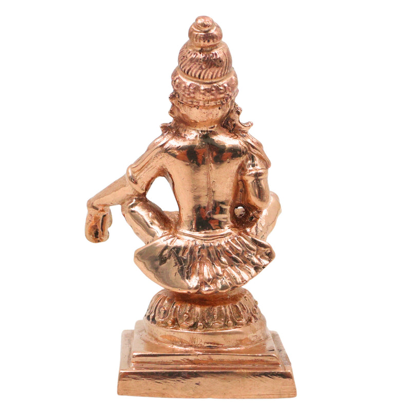 Bronze Lord Ayyappa Idol, Handcrafted Swami Ayyappa Manikandan Dharma Shasta Sabarimala Vigraham for Pooja & Worship, Gold, 3 Inch, 1 Piece