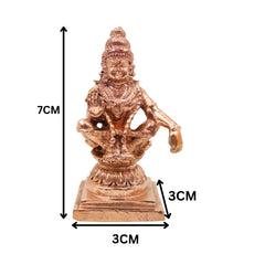 Bronze Lord Ayyappa Idol, Handcrafted Swami Ayyappa Manikandan Dharma Shasta Sabarimala Vigraham for Pooja & Worship, Gold, 3 Inch, 1 Piece