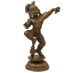 Bronze Shree Krishna, laddu Gopal Idol, Kanha Gopal Govind Murti Panchaloha Style Bal Gopal Murlidhar Shyam Sundar Dwarkadhish Statue for Pooja Home Decor 14 cm, Brown, 5.5 Inch, 1 Piece