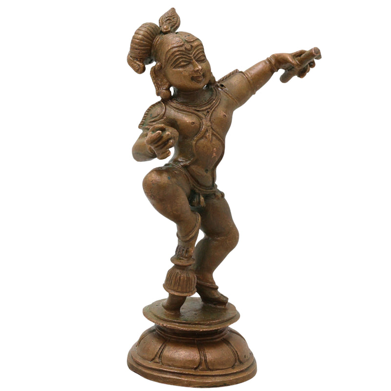 Bronze Shree Krishna, laddu Gopal Idol, Kanha Gopal Govind Murti Panchaloha Style Bal Gopal Murlidhar Shyam Sundar Dwarkadhish Statue for Pooja Home Decor 14 cm, Brown, 5.5 Inch, 1 Piece