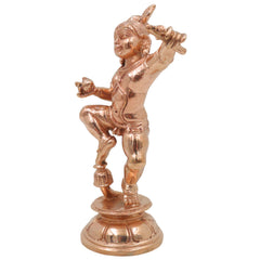 Bronze Ladoo Gopal Idol, Bala Krishna Bal Gopal Makhan Chor Panchaloha Style Divine Pooja Sculpture, Gold, 5.5 Inch, 1 Piece