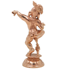 Bronze Ladoo Gopal Idol, Bala Krishna Bal Gopal Makhan Chor Panchaloha Style Divine Pooja Sculpture, Gold, 5.5 Inch, 1 Piece