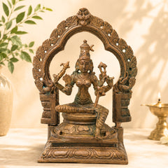 Bronze Raja Rajeshwari Amman Idol Lalita Tripurasundari Parashakti Devi Murti for Pooja Home Decor, Brown, 5 Inch, 1 Piece