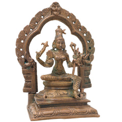 Bronze Raja Rajeshwari Amman Idol Lalita Tripurasundari Parashakti Devi Murti for Pooja Home Decor, Brown, 5 Inch, 1 Piece
