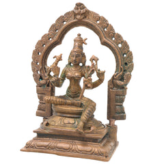 Bronze Raja Rajeshwari Amman Idol Lalita Tripurasundari Parashakti Devi Murti for Pooja Home Decor, Brown, 5 Inch, 1 Piece