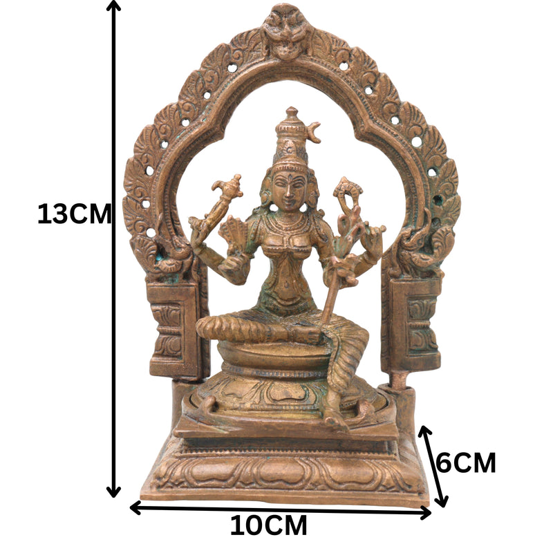 Bronze Raja Rajeshwari Amman Idol Lalita Tripurasundari Parashakti Devi Murti for Pooja Home Decor, Brown, 5 Inch, 1 Piece