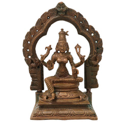 Bronze Parvati Devi Idol Parvathi Gauri Ambika Amman Shakti Murti for Pooja Home Decor Temple Statue, Brown, 5 Inch, 1 Piece