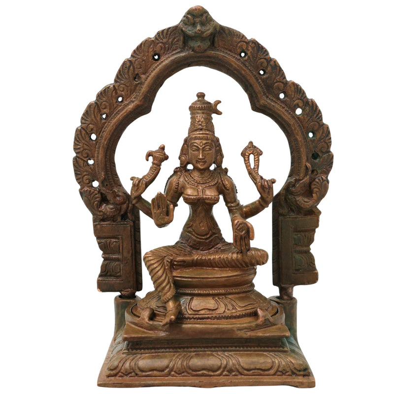 Bronze Parvati Devi Idol Parvathi Gauri Ambika Amman Shakti Murti for Pooja Home Decor Temple Statue, Brown, 5 Inch, 1 Piece