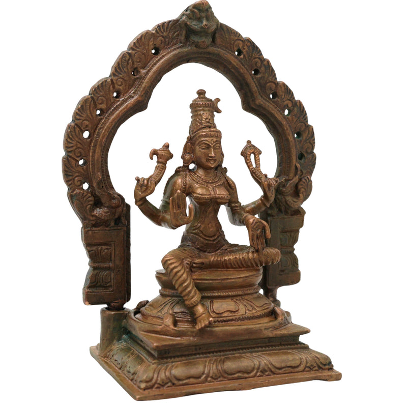 Bronze Parvati Devi Idol Parvathi Gauri Ambika Amman Shakti Murti for Pooja Home Decor Temple Statue, Brown, 5 Inch, 1 Piece