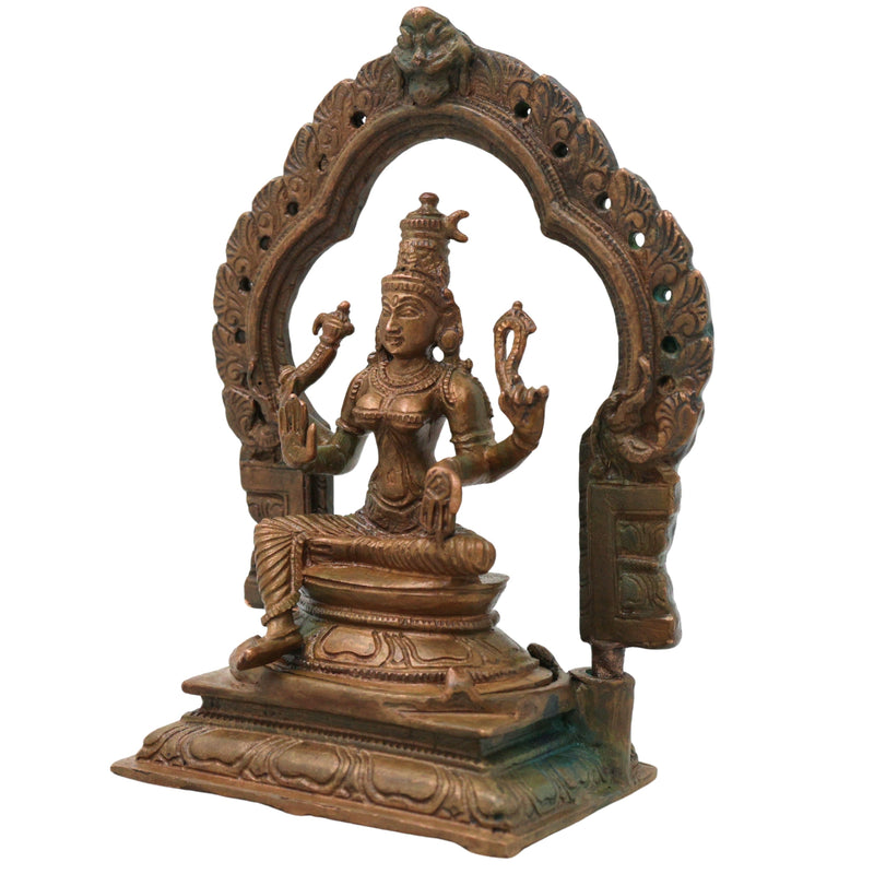 Bronze Parvati Devi Idol Parvathi Gauri Ambika Amman Shakti Murti for Pooja Home Decor Temple Statue, Brown, 5 Inch, 1 Piece