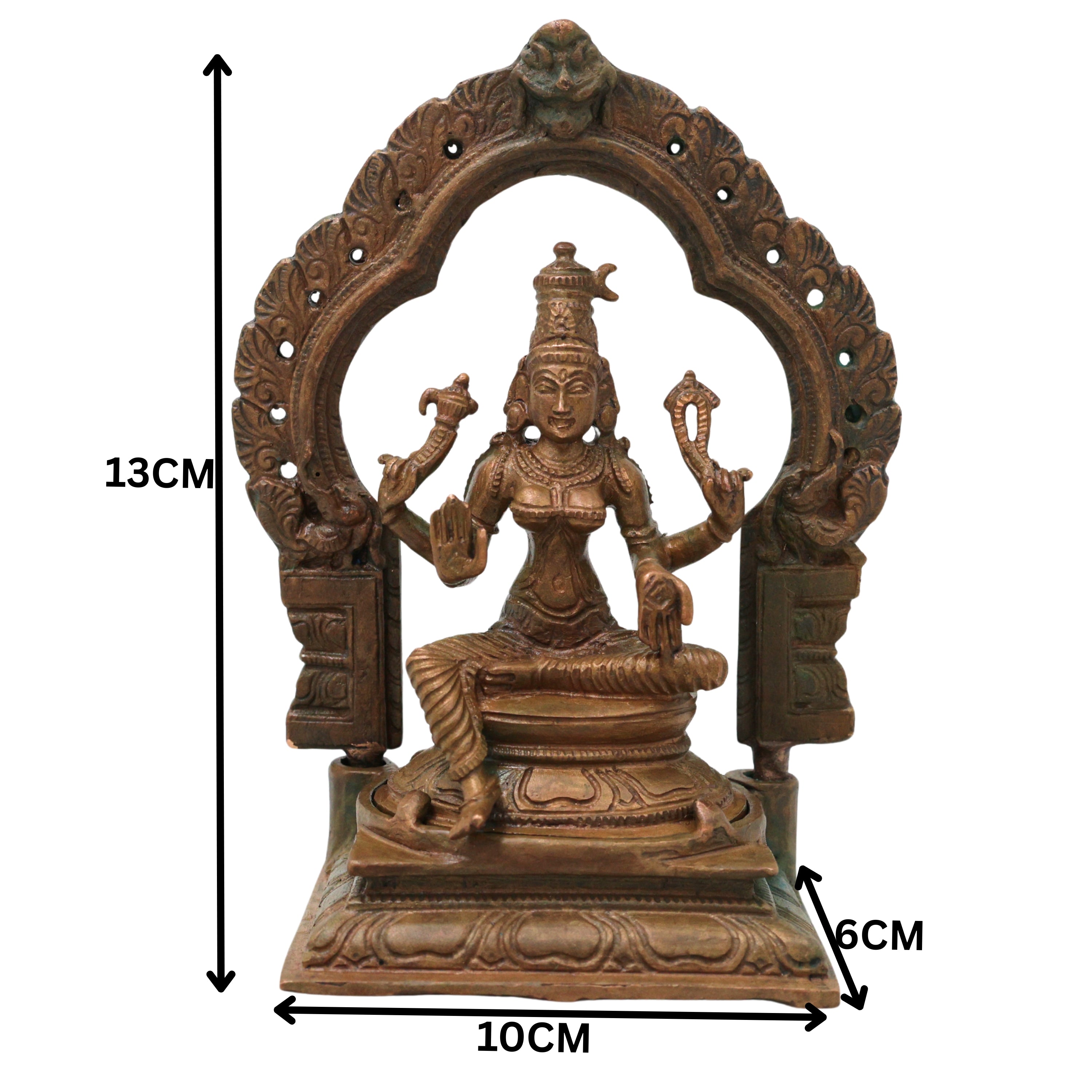 Bronze Parvati Devi Idol Parvathi Gauri Ambika Amman Shakti Murti for Pooja Home Decor Temple Statue, Brown, 5 Inch, 1 Piece