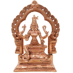 Bronze Bhuvaneshwari Devi Idol, Adi Parashakti Mahavidya Bhuvaneshvari Panchaloha Shakti Vigraham, Tripura Sundari Rajarajeshwari Murti, Gold, 5 Inch, 1 Piece