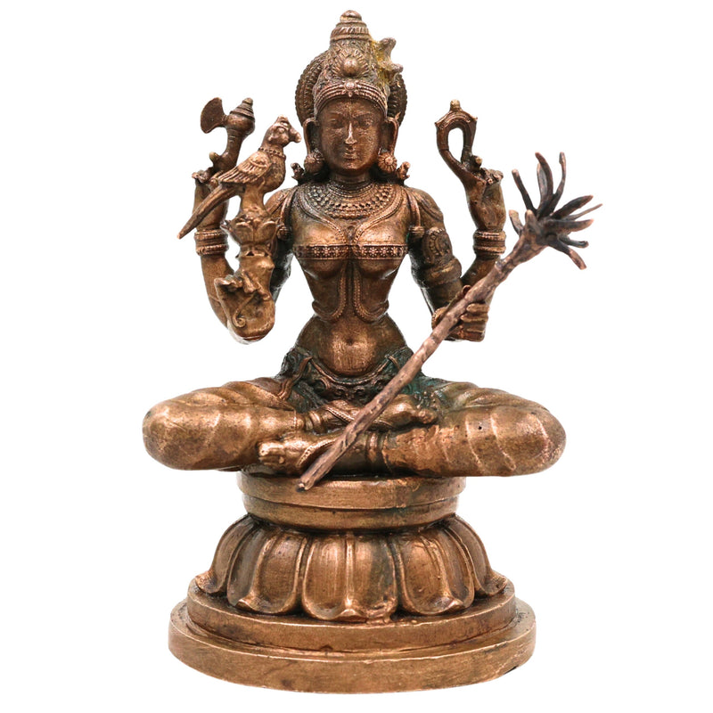 Bronze Kamakshi Amman Idol, Kamatchi Devi Panchaloha, Inspired Vigraham, Kanchi Kamakoti Nayaki Goddess Sculpture , Brown, 4 Inch, 1 Piece