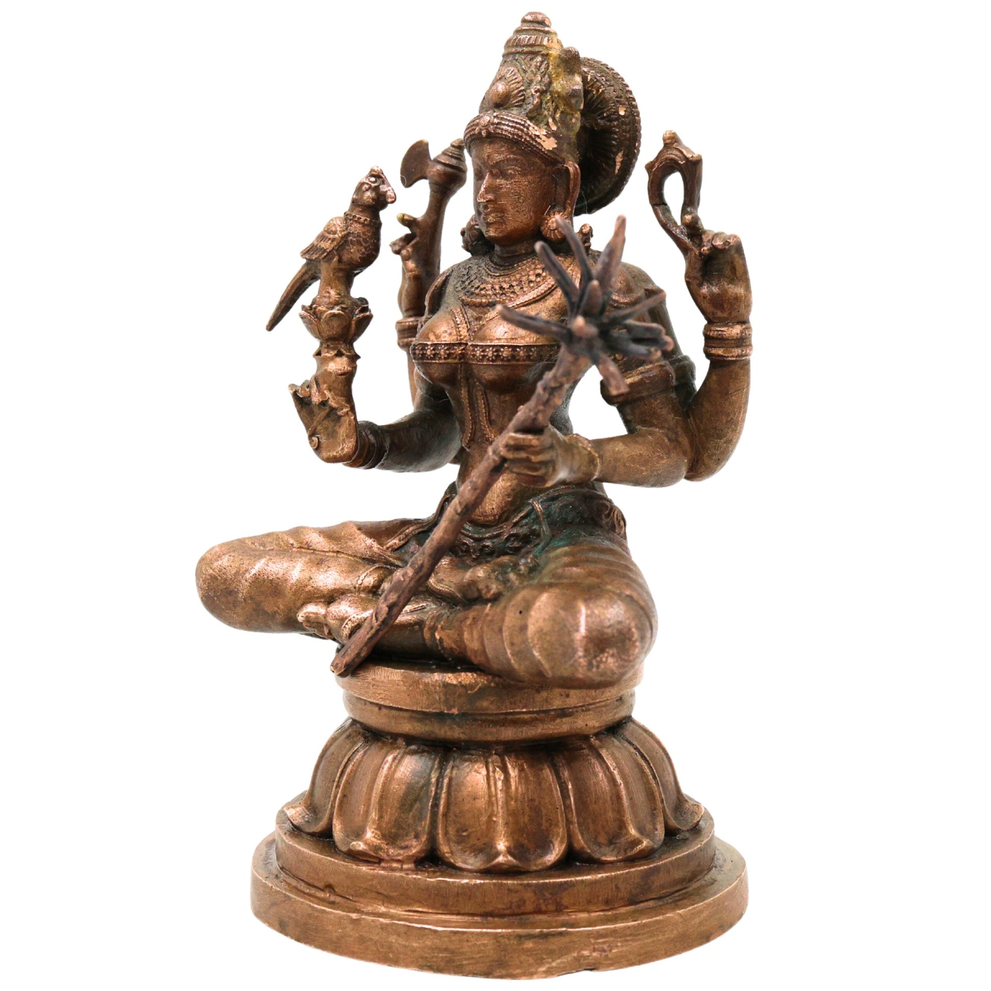 Bronze Kamakshi Amman Idol, Kamatchi Devi Panchaloha, Inspired Vigraham, Kanchi Kamakoti Nayaki Goddess Sculpture , Brown, 4 Inch, 1 Piece
