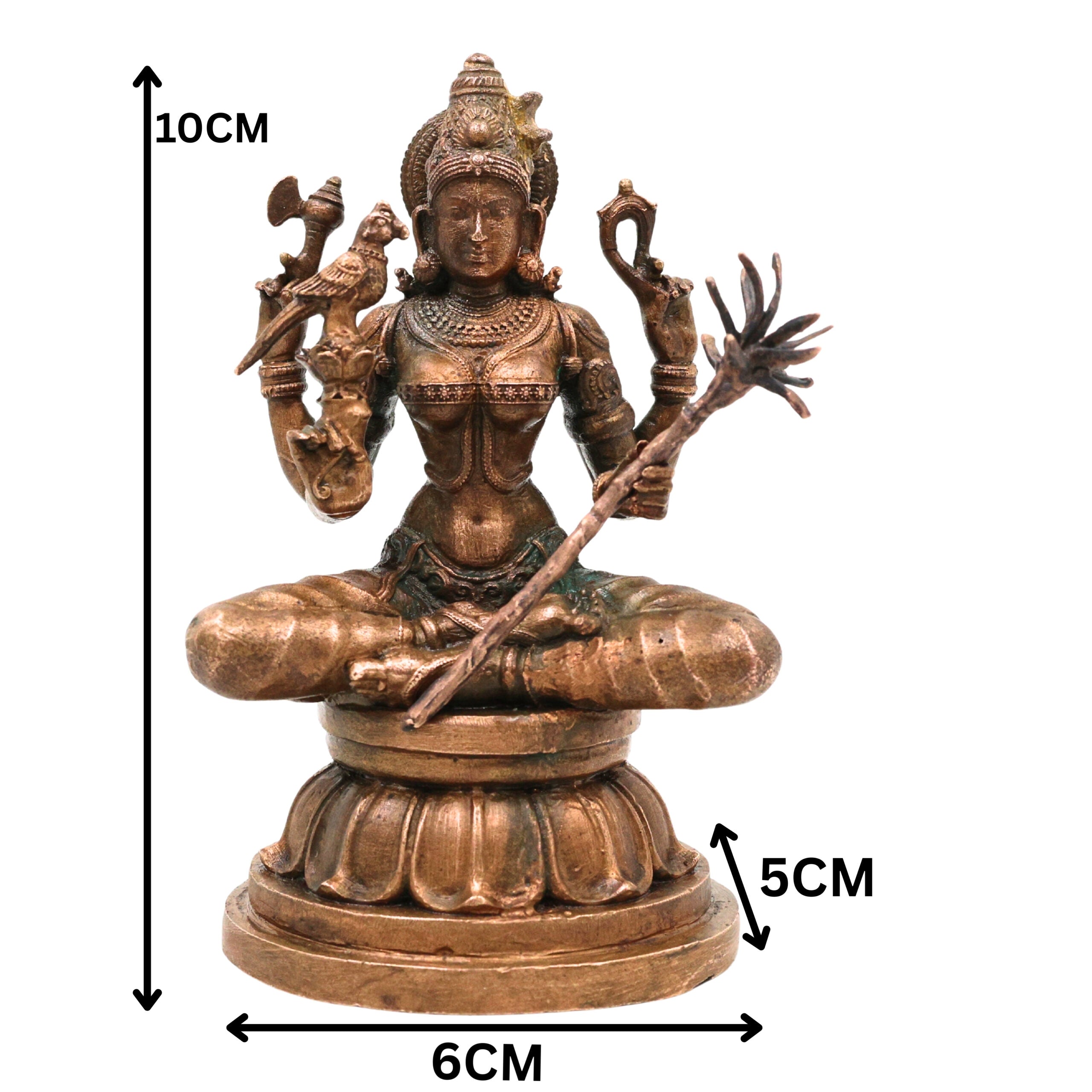 Bronze Kamakshi Amman Idol, Kamatchi Devi Panchaloha, Inspired Vigraham, Kanchi Kamakoti Nayaki Goddess Sculpture , Brown, 4 Inch, 1 Piece