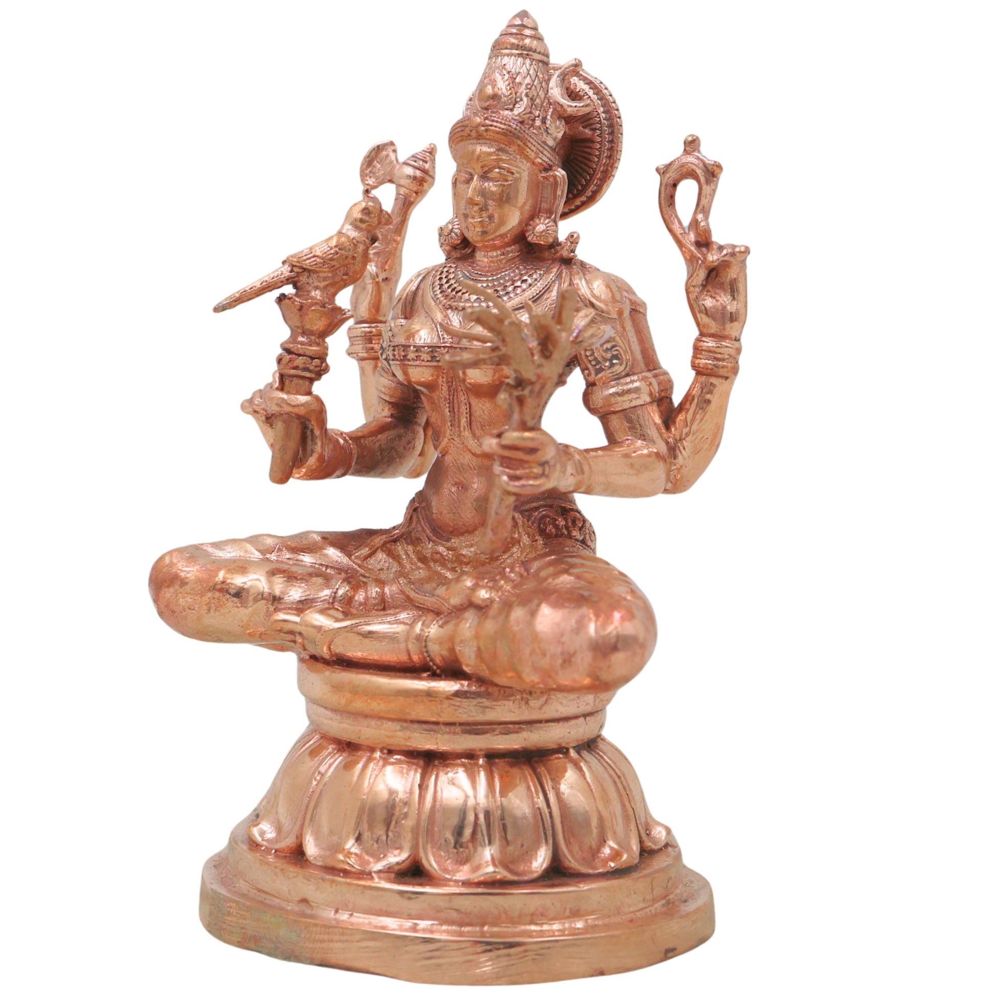 Bronze Kamakshi Amman Idol, Chola Art Kamatchi Devi Murti for Pooja, Home Temple Décor & Auspicious Gifting, Gold, 4.5 Inch, 1 Piece