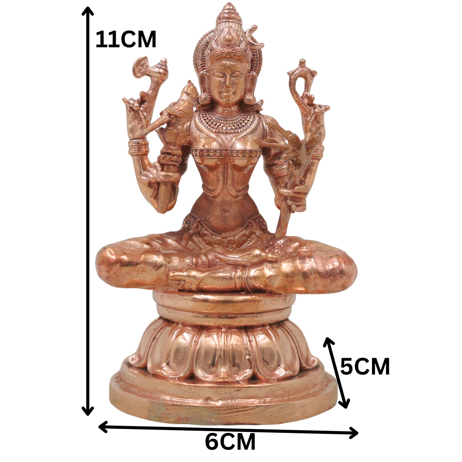 Bronze Kamakshi Amman Idol, Chola Art Kamatchi Devi Murti for Pooja, Home Temple Décor & Auspicious Gifting, Gold, 4.5 Inch, 1 Piece
