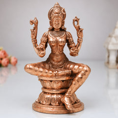 Bronze Raj Rajeshwari Idol, Sri Lalita Tripura Sundari Chola Art Murti for Pooja, Home Temple & Gifting, Gold, 4.5 Inch, 1 Piece