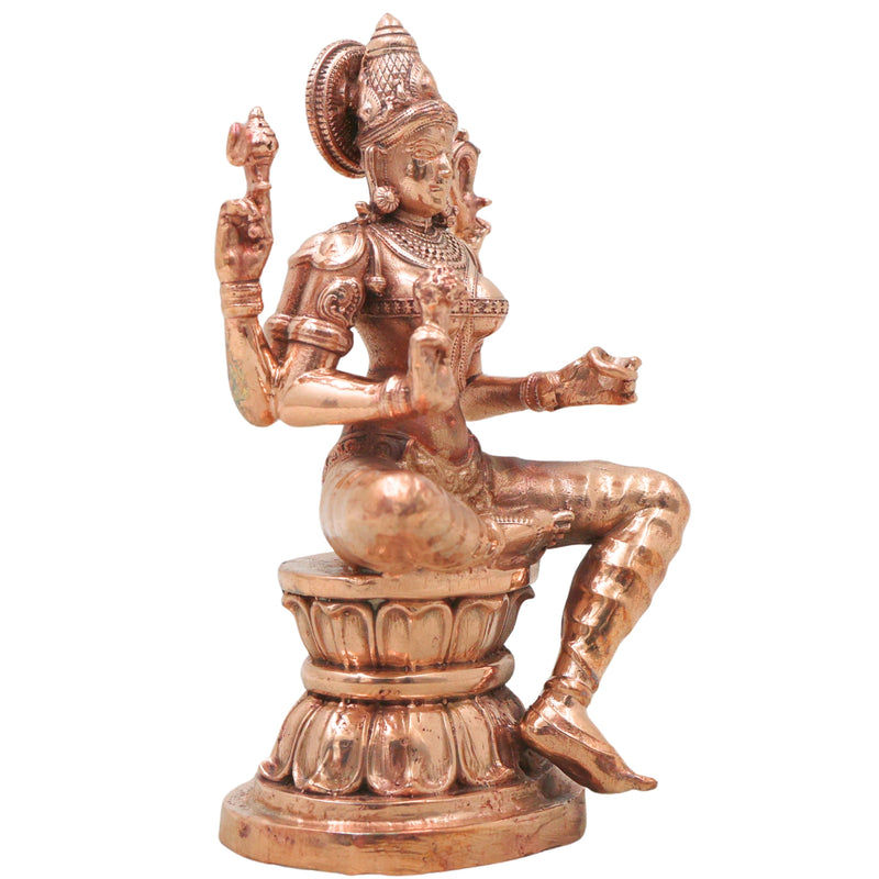 Bronze Raj Rajeshwari Idol, Sri Lalita Tripura Sundari Chola Art Murti for Pooja, Home Temple & Gifting, Gold, 4.5 Inch, 1 Piece
