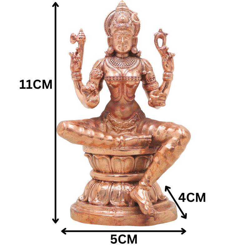 Bronze Raj Rajeshwari Idol, Sri Lalita Tripura Sundari Chola Art Murti for Pooja, Home Temple & Gifting, Gold, 4.5 Inch, 1 Piece