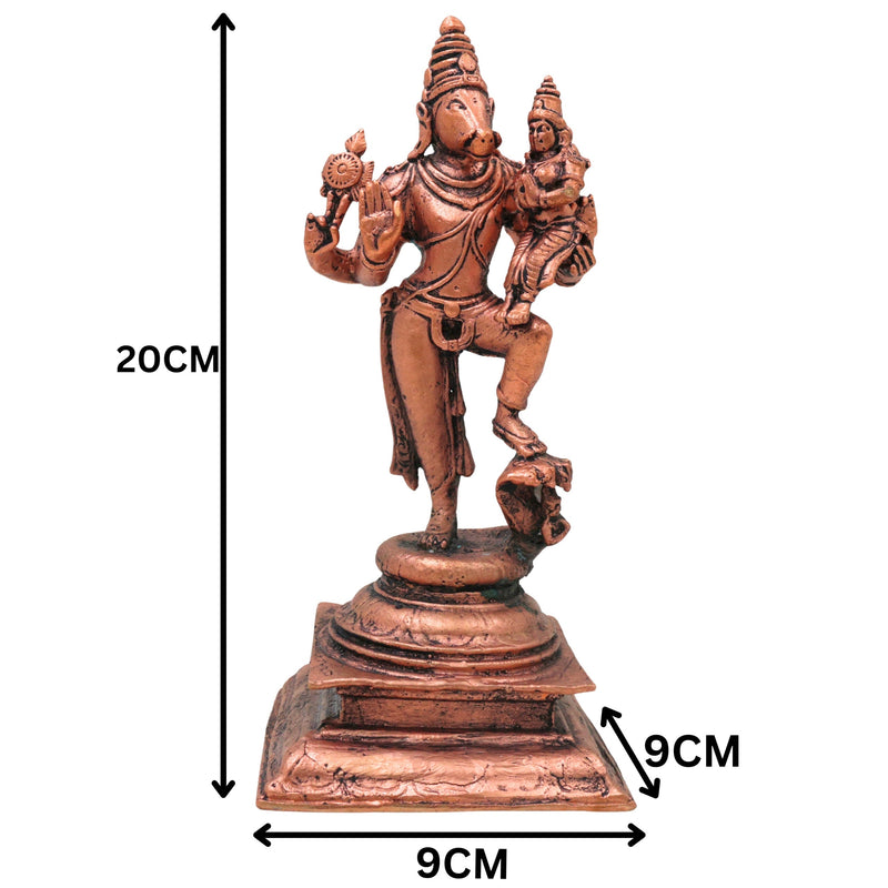 Copper Varaha Lakshmi Idol, Tamra Mahalakshmi Varaha Swamy Vigraha Murti for Pooja, Mandir & Vastu Home Decor, Brown, 8 Inch, 1 Piece