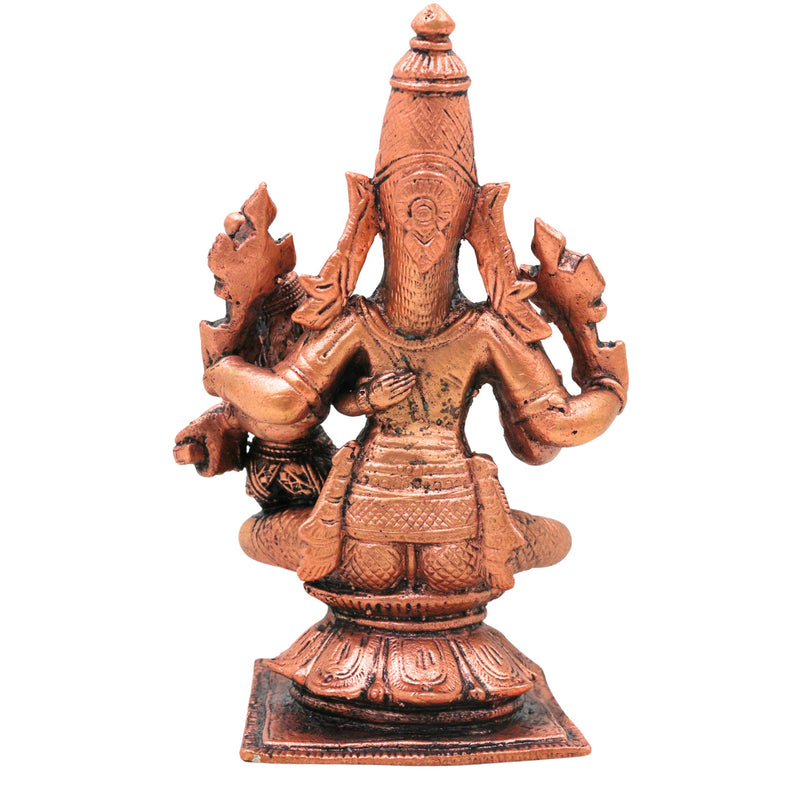 Copper Hayagriva Lakshmi Idol, Sri Lakshmi Hayagreeva Swamy Tamra Murti, Hayagriva Mahalakshmi Vigraha, Lakshmi Hayagriva Perumal Statue for Pooja Mandir Decor, Brown, 4.5 Inch, 1 Piece
