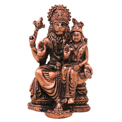 Copper Lakshmi Narasimha Idol, Tamra Lakshmi Narasimha Swamy Murti Vigraha, Sri Lakshmi Narasimhar Statue for Pooja, Home Temple & Spiritual Decor, Brown, 4 Inch, 1 Piece