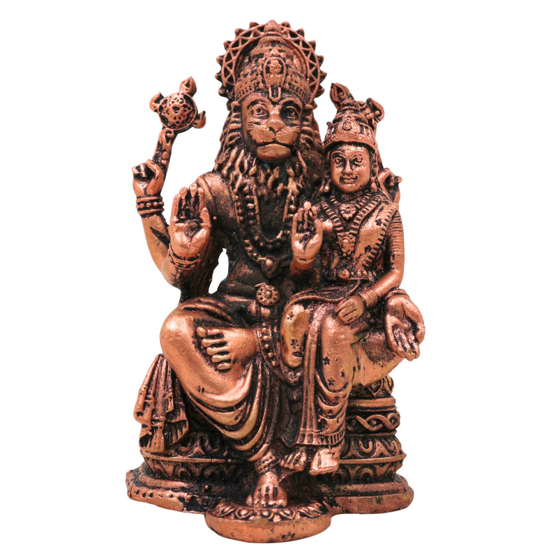 Copper Lakshmi Narasimha Idol, Tamra Lakshmi Narasimha Swamy Murti Vigraha, Sri Lakshmi Narasimhar Statue for Pooja, Home Temple & Spiritual Decor, Brown, 4 Inch, 1 Piece