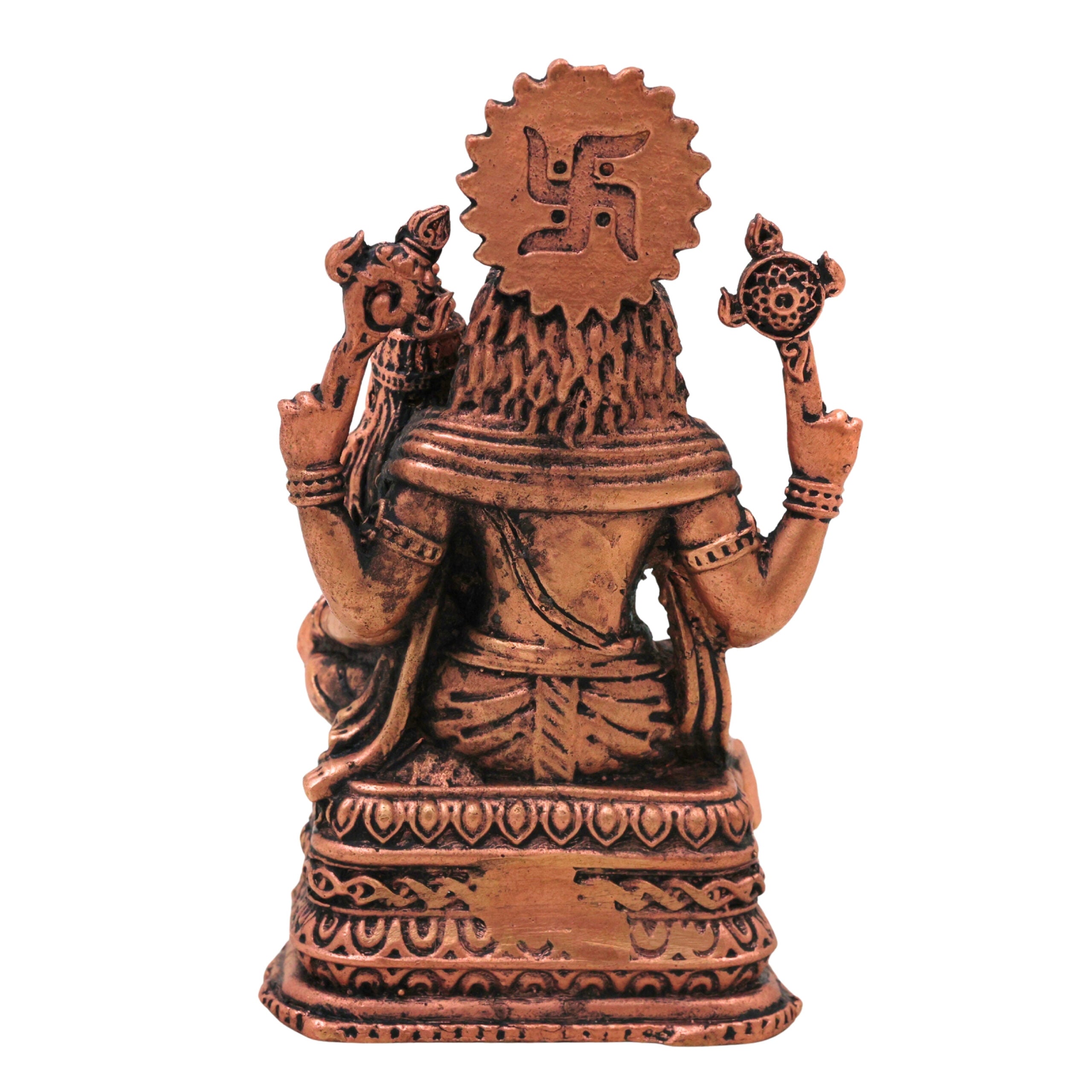 Copper Lakshmi Narasimha Idol, Tamra Lakshmi Narasimha Swamy Murti Vigraha, Sri Lakshmi Narasimhar Statue for Pooja, Home Temple & Spiritual Decor, Brown, 4 Inch, 1 Piece