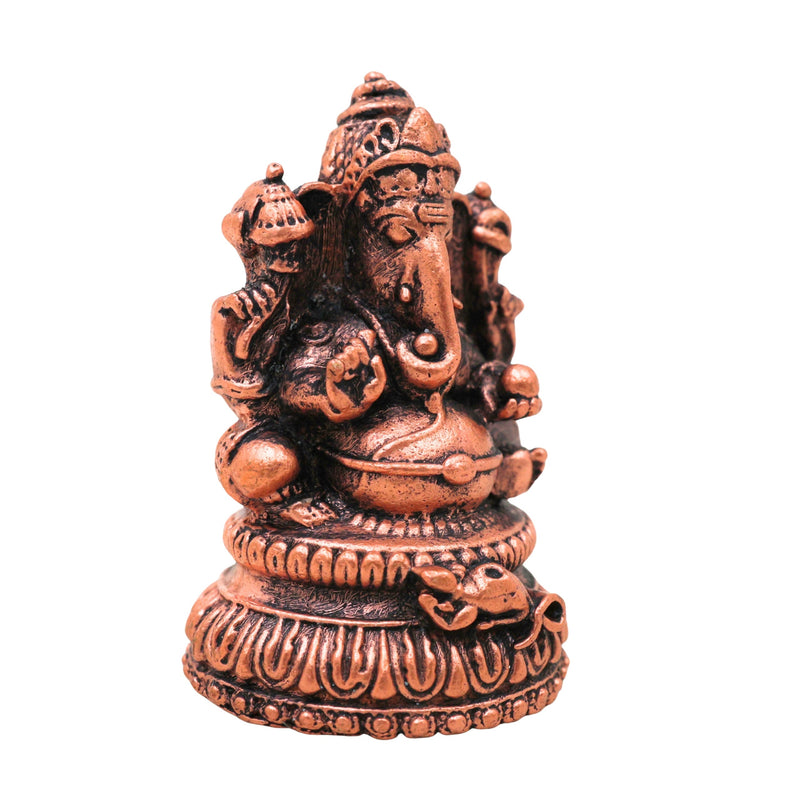 Copper Ganesha Idol Tamra Ganapati Vinayaka Siddhivinayak Murti for Pooja Decor, Brown, 2 Inch, 1 Piece