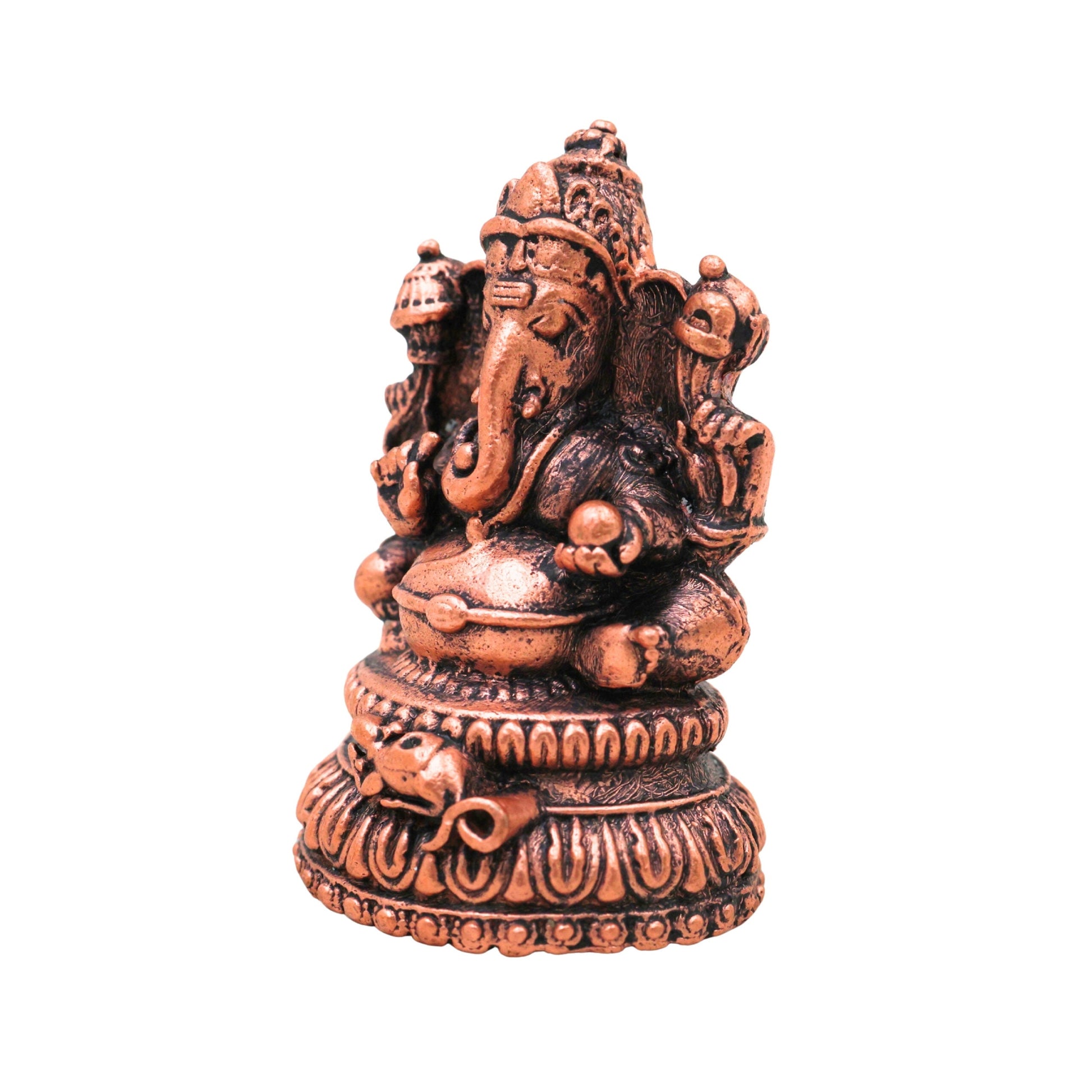 Copper Ganesha Idol Tamra Ganapati Vinayaka Siddhivinayak Murti for Pooja Decor, Brown, 2 Inch, 1 Piece