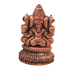 Copper Ganesha Idol Tamra Ganapati Vinayaka Siddhivinayak Murti for Pooja Decor, Brown, 2 Inch, 1 Piece