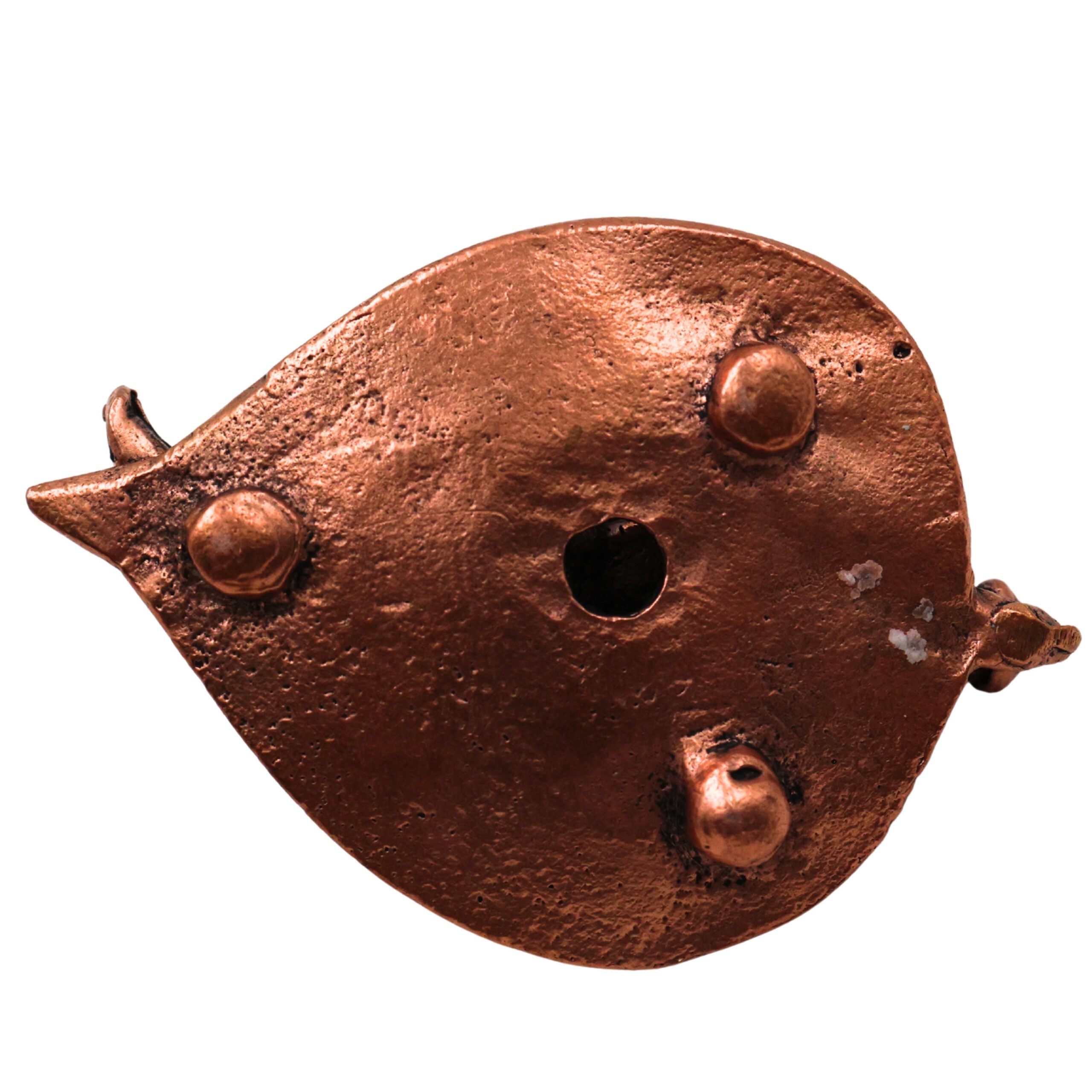 Copper Bala Krishna Idol on Leaf,Laddu Gopal Tamra Bal Gopal Balkrishna Murti Natkhat Kanhaiya Nandlal Navneet Makhan Chor Child Krishna Vigraha for Home Pooja Temple Decor, Brown, 1 Inch, 1 Piece