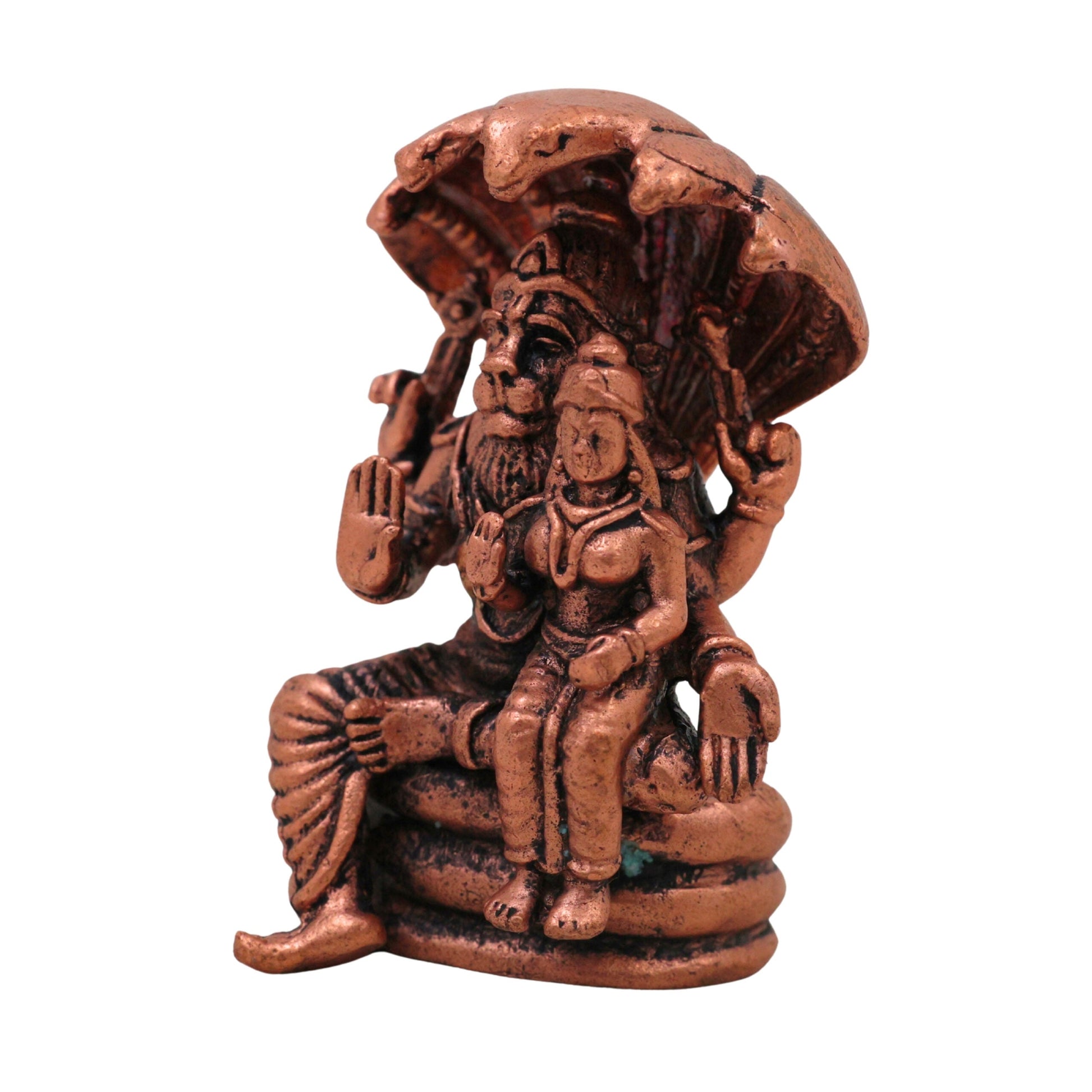 Copper Lakshmi Narasimha Idol, Sri Narasimhaswamy Tamra Murti Vigraha for Pooja & Home Decor, Brown, 2 Inch, 1 Piece