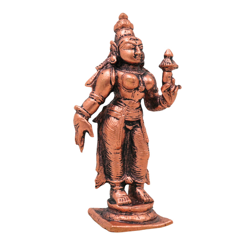 Copper Parvati Idol Tamra Uma Gauri Amman Murti Shakti Devi Vigraha for Pooja Mandir Home Decor, Brown, 3 Inch, 1 Piece
