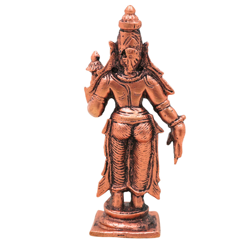 Copper Parvati Idol Tamra Uma Gauri Amman Murti Shakti Devi Vigraha for Pooja Mandir Home Decor, Brown, 3 Inch, 1 Piece