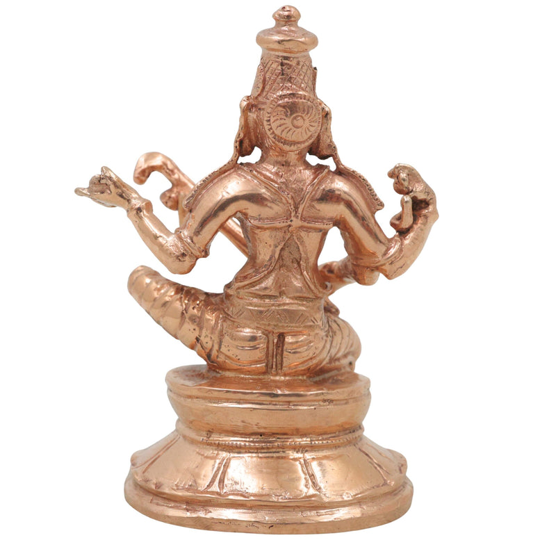 Bronze Saraswati Idol Veena Vadini Sharada Vagdevi Murti Panchaloha Style Statue for Home Temple Decor, Gold, 3.5 Inch, 1 Piece
