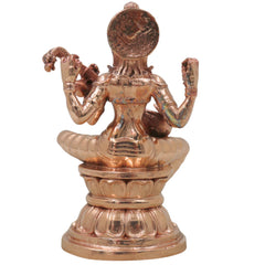 Bronze Saraswati Idol, Sharada Vani Mahasaraswati Murti for Pooja, Home Decor & Gifting, Gold, 4.5 Inch, 1 Piece